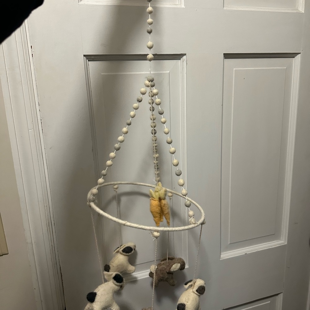 Adorable Cream and Yellow Bunny Baby Mobile